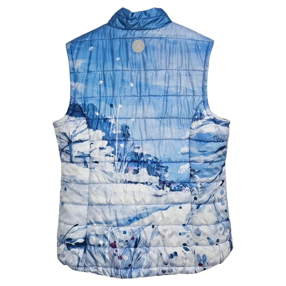 Dolcezza Glacier Bleu Puffer Vest Sz XXL Blue Contemporary Winter Artistic Snow - Picture 3 of 14